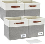 Bagnizer Collapsible Fabric Storage Cube Bins with 2 Reinforced PU Handles, Foldable Storage Organizer Baskets for Closet, Sh