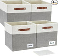 Bagnizer 13x15x13 Storage Cube Bins, Foldable Storage Organizer Baskets, Fabric Cube Storage Boxes with 2 Reinforced PU Handl