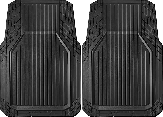 CAR PASS Heavy Duty Rubber Floor Mats for Car, Waterproof Deep Dish Car Mats Two Front, Universal Trim to Fit for SUV Truck Sedans Vans, All Weather Automotive Floor Mats 2pcs, Solid Black