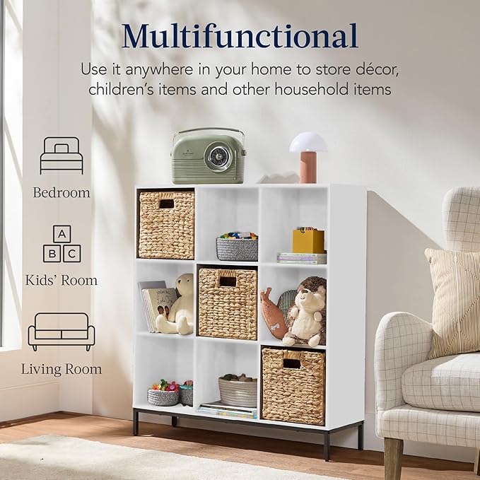 Best Choice Products 9-Cube Bookshelf, 3-Tier Wood Storage Bookcase W/Legs, 11in Shelf Opening, Cube Organizer, Living Room, 