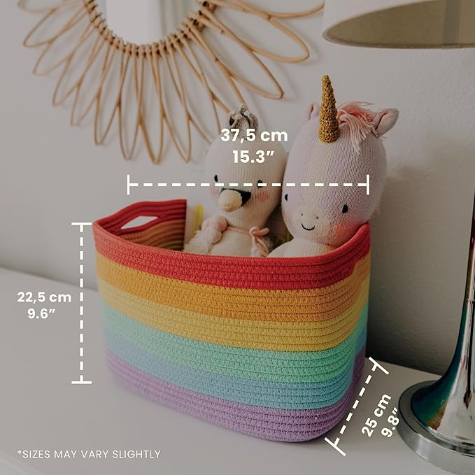 OrganiHaus Set of 3 Rainbow Baskets - Colorful Woven Storage Baskets for Playroom, Nursery & Classroom Decor, Toy Storage, 15