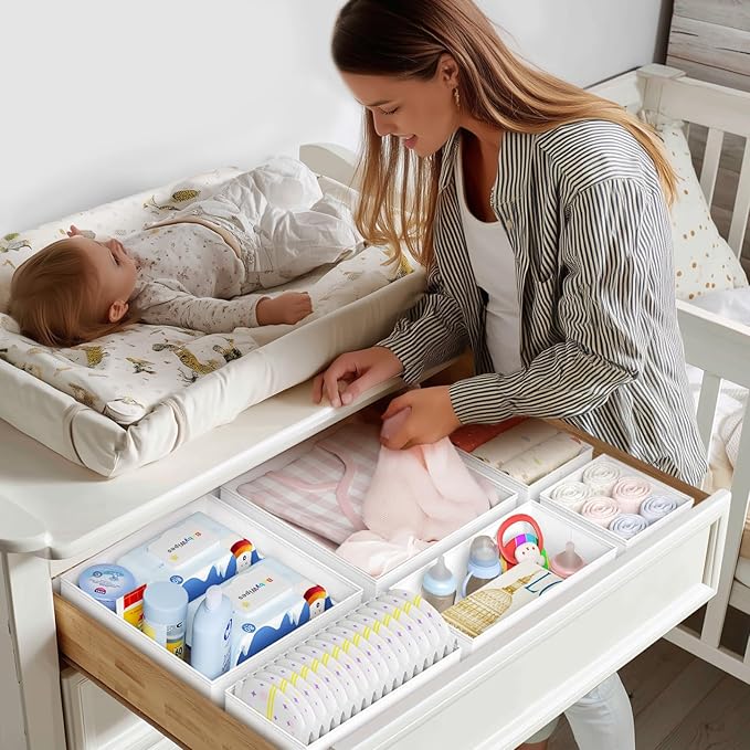 DIMJ Drawer Organizer Clothes - 20 Pack Closet Drawer Organizer Bins for Baby Clothes Storage, Fabric Dresser Organizer for N
