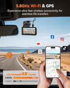 WOLFBOX X3 2.5K 1440P 60FPS Dash Camera, STARVIS 2 IMX675 with ADAS, 1440P+1080P Dual Dashcam Front and Rear Camera 5MP with 