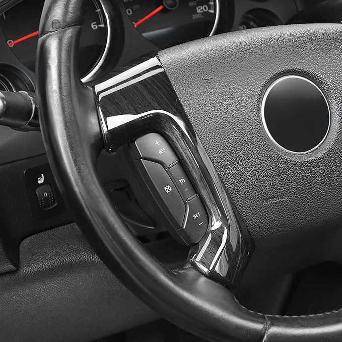Linskip Steering Wheel Trim Covers Compatible with Avalanche/Suburban/Tahoe/Traverse/Silverado 1500 2500HD 3500HD & Yukon/Sierra & Cadillac Escalade 2007-2013 Dark Wood Grain Interior Accessories