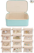 VLANDO Travel Jewelry Organizer with 12 Velvet Jewelry Bags Travel Jewelry Case for Girls Jewelry Storage Necklace Rings Earr