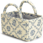 Small Storage Basket Organizer, Mini Fabric Floral Storage Baskets with Handle, Quilted Portable Collapsible Storage (Vine-Bl