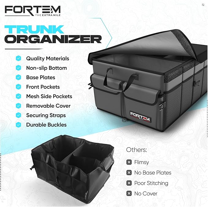 FORTEM Trunk Organizer For SUV Car Trunk Organizer, Foldable Storage, Car Accessories for Women Men, Collapsible Bag, Perfect C