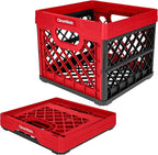 CleverMade Collapsible Milk Crate 25L (6.6 Gal), 50 lb Capacity Heavy Duty Folding Crate – Stackable Storage Crates with File