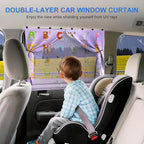 Car Window Shades with 8 Magnets-26.8"x19.7" Car Rear/Side Window Sunshade for Baby Semi-Transparent 2-in-1 Universal Auto Sun Shade for Kid & Pet Protection (2 Pack) Animal Alphabet Education