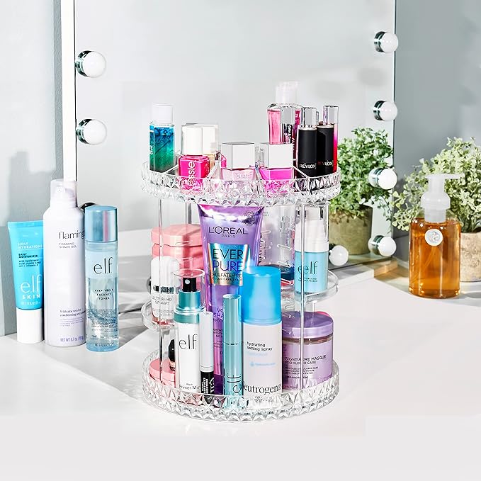 Sorbus 360 Rotating Makeup Organizer - Spinning cosmetics organizer, Adjustable Shelves for Make Up, Perfume & Toiletries - A