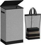 SOLEDI Laundry Hamper with Lid 100L Large & Tall Collapsible Laundry Basket, Clothes Hamper with Bag Removable Easy to Carry,