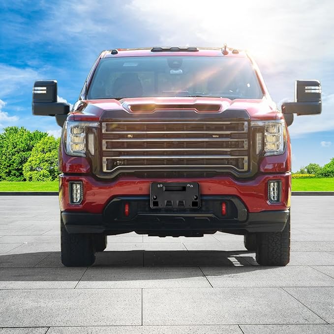 Front Bumper License Plate Frame Bracket Compatible with GMC Sierra 2500 HD 3500 HD 2020 2021 2022 2023, Black License Frame 