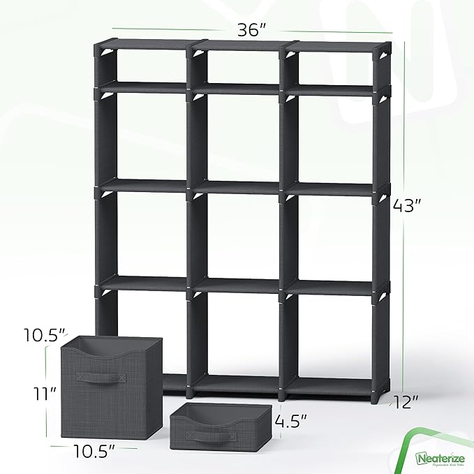 Cube Storage Organizer with Storage Bins Included - The Perfect Closet Organizers and Storage Solution. Includes 12 Storage C