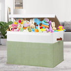 Gowee Large Toy Storage Box with Lid, Sturdy Toys Storage Chest Bin Organizer Basket with Dividers for Kids, Boys, Girls, Nur
