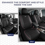 Skechers Air-Cooled Memory Foam Seat Covers,Mesh Thick Car Seat Covers,Piping Leather Car Seat Covers Front Seats,Airbag Comp