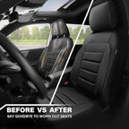 CAR PASS 3D Foam Leather Car Seat Covers Two Front Seats only, Air Cool Mesh Thick Seat Covers, All Weather Car Seat Cover Co