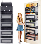 5-Tier Over the Door Storage Organizer with 5 Side Mesh Pockets, 40lbs Load Capacity with 2 Hooks, Behind Door Hanging Organi
