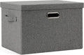 Graciadeco Large 17" 36 Quart Collapsible Stackable Storage Bins with Lids, 1 Pack Grey Foldable Fabric Closet Storage Boxes 
