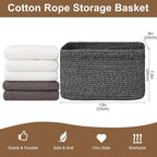 OIASKET Storage Baskets for Organizing, Woven Decorative Baskets for Shelves - Books, Towels, and Clothes, Cotton Rope Toy St