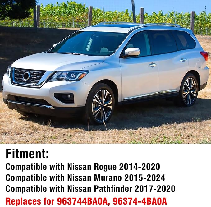 Moonlinks Compatible with Nissan Rogue 2014-2020/Murano 2015-2024/Pathfinder 2017-2020 Left Driver Mirror Cover Replacement, White Left Side Clip-on Mirror Cap Replaces for 96374-4BA0A