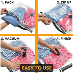SpaceAid Travel Vacuum Bags for Luggage with Electric Pump, 24 Pack Vacuum Seal Bags for Clothing Travel, Space Saver Compres