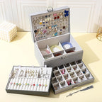 BOOVO Earring Jewelry Box For Women Girl Stud Organizer, 5 Layers Girl Jewelry Organizer Box With Lock Earring Holder Organiz