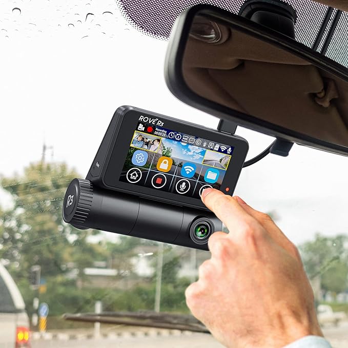 ROVE R3 Dash Cam Front and Rear with Cabin, 3” IPS Touch Screen, 3 Channel Dash Cam 1440P+1080P+1080P, IR Night Vision, 5GHz 
