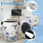 Hummingbird Flowers Laundry Basket Collapsible Laundry Hamper Clothes Toy Storage Bin for Bathroom Bedroom Room Decor 16" X 2