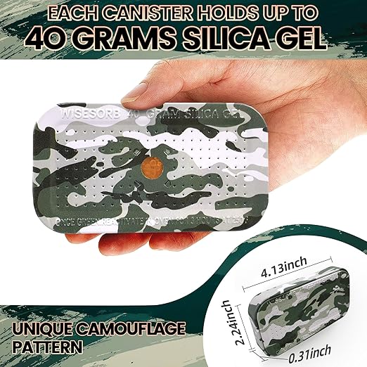 40 Gram Gun Safe Dehumidifier Camouflage, Rechargeable Desiccant Canister Dehumidifier Bags, Reusable Silica Gel Packets