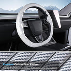 Steering Wheel Cover for Tesla Model 3 Highland(2024-Present)/ Model Y Juniper(2025-Present),Anti-Slip,Comfortable Grip,Breathable,Customized for Tesla Model 3/Y Accessories,Bright White