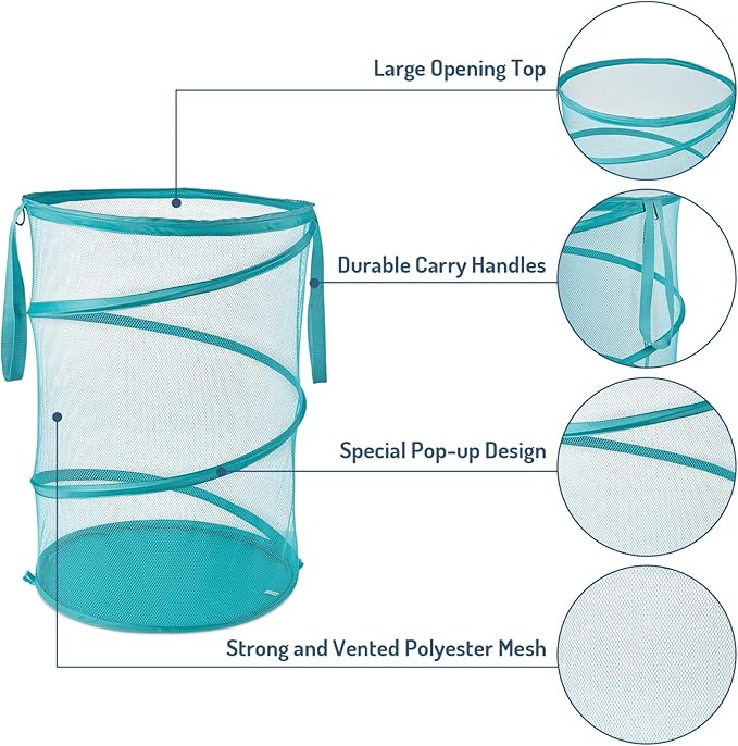Seiritex Mesh Popup Laundry Hamper 115L Collapsible Laundry Basket No Lid Extra Large Capacity Foldable Clothing Storage Bask