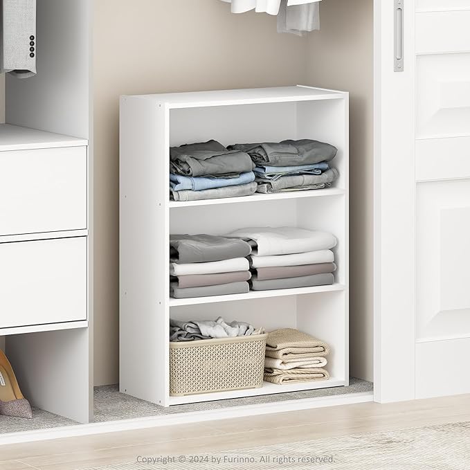Furinno Reed Closet Organizers and Storage, 3-Tier Reversible Closet Shelves, Closet Organization Shelf, 9.7 x 23.7 x 31.5, f