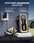 Car Jump Starter with 65W Quick Charger 24000mAh Battery Pack,12V Car Battery Jumper Starter Portable,LED Display,All Gas 12L Diesel Engine Booster,Jump Box with LED Light,Jump Cable