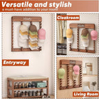 Wall-Mounted Cowboy Hat Rack- Rustic Burnt Pine Hat Organizer with 40-Slot Display, Farmhouse Hat Holder for Men & Women, Hat
