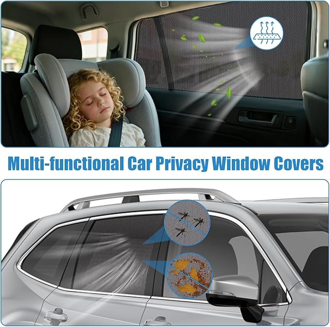 Car Window Shades for 2019-2022 Forester - Rear Side Window Sun Shade for Baby, Breathable Mesh Car Privacy Window Covers, UV Protection and Heat Insulation for Road Trips, Napping, Camping