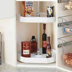 Rev-A-Shelf 20" Dual Shelf Lazy Susan D-Shaped for Corner Wall in Cabinet Kitchen Storage Organization, Turntable Storage Whi