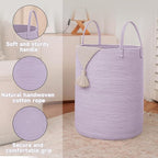 JMvicyroam Large Woven Laundry Basket Hamper,100L Cotton Rope Storage Bin for Blankets,Toys and Clothes,Decorative Tall Nurse