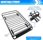 KAIRAY Roof Rack Cargo Basket 50"(L) x 36"(W) x 5.1"(H) Extendable Universal Rooftop Luggage Carrier for Truck Cars SUV with Waterproof Cargo Bag, Cargo Net, Ratchet Straps & Outdoor Combination Lock