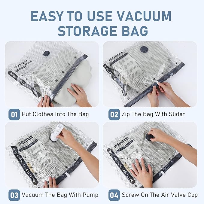 15 Pack Travel Vacuum Storage Bags with Rechargeable Electric Pump, Compression Packing Seal Bag for Luggage and Suitcase, 5 