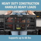 CleverMade Collapsible Utility Crates 45L (3 Pack) – Foldable Plastic Crates with Heavy Duty 66 lb Capacity, Collapsible Crat