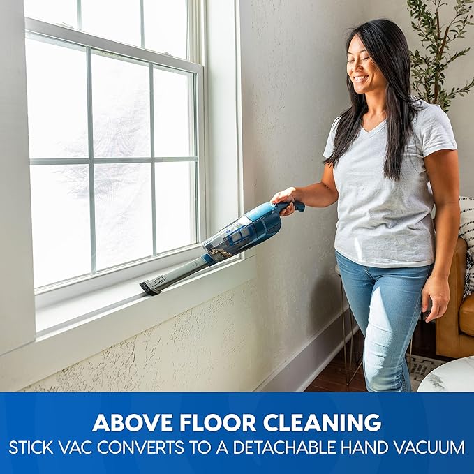 Vacmaster Portable 10.8V 2-in-1 Cordless Stick Lightweight Vacuum Cleaner with 2-Speed Power Control and LED Headlight for Ha