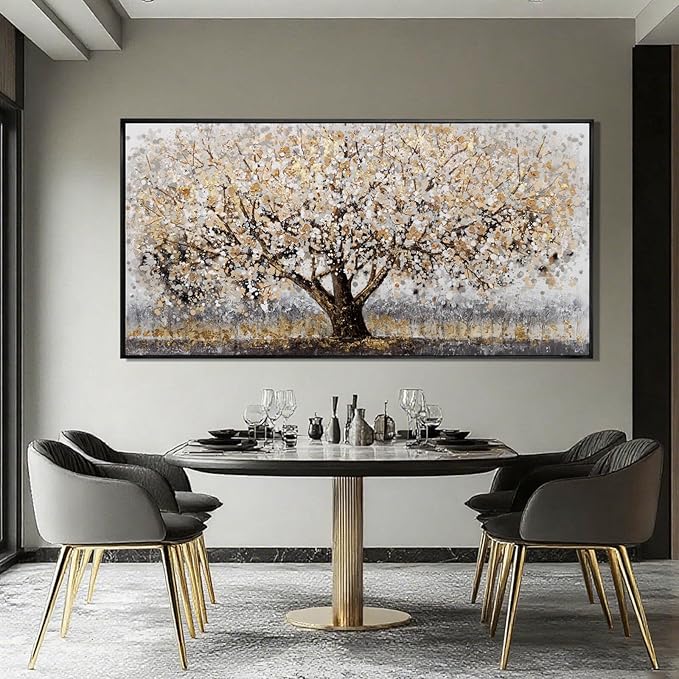 Brown and White Framed Wall Art Floral Wall Prints Botanical Wall Decor Nature Wall Posters 24"x48" Pictures for Bedroom Kitc