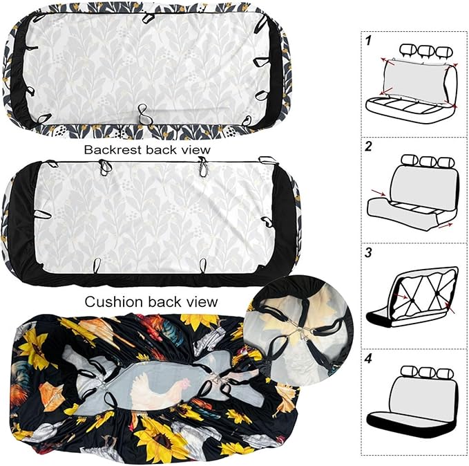 Galaxy Mushroom Car Seat Cover Full Set with Steering Wheel Cover Seat Belt Strap Pads Armrest Pad Coasters Keychain Lipstick Holder 13 PCS Automobile Accessory Interior Decor