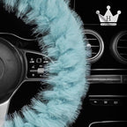 Fuzzy Winter Steering Wheel Covers for Women, Warm Cute Fluffy Car Wheel Cover for F150, Trucks, Jeep, Van, Soft Furry Auto Plush Large Car Handle Cover for Cold Weather, 15.2-16in, Green