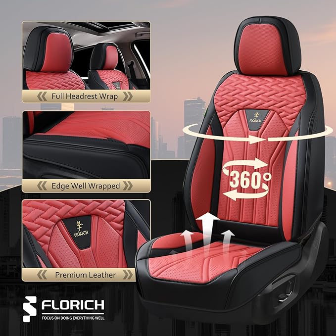 FLORICH Seat Covers for Cars, Waterproof Automotive Seat Covers, Leather Car Seat Covers 2 Pack, Universal Front Seat Cushion