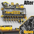 MOOMSINE Power Tool Organizer Wall Mount, Heavy Duty Metal Tool Storage Rack Loads 320lbs, 8 Cordless Drill Holder 3 Layer fo
