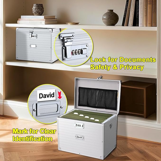 File Storage Cabinet File Organizer Document Organizer File Box in Office and Home with Combination Lock with 20 Letter Size 