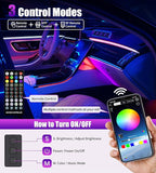 KENANEK 55.12’’ Acrylic Car Ambient Lighting Kit – 2 RGB LED Light Strips, APP/Remote/Control Box, Music Sync, Dual USB Cigarette Lighter, Universal Fit for Car/SUV/Truck