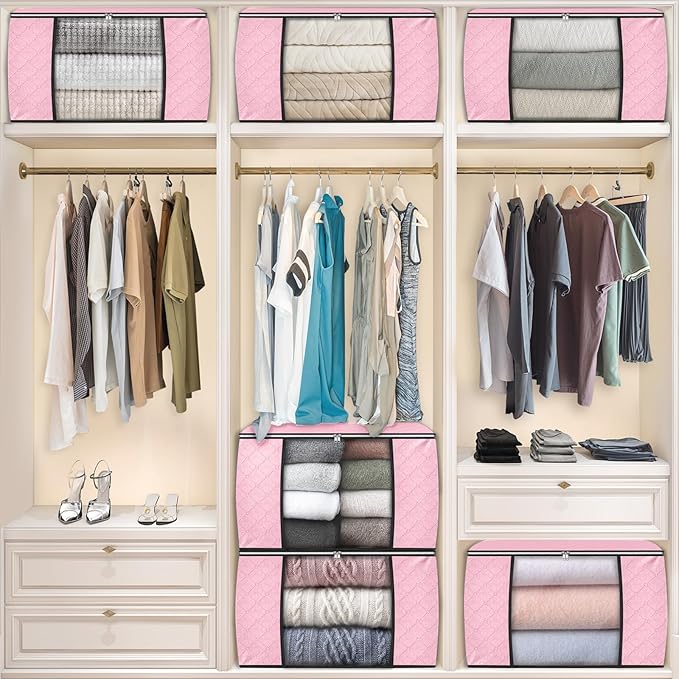 Fab totes 24 Gallons Clothes Storage, Foldable Thick Fabric Blanket Storage Bags, Containers for Organizing Bedroom, Closet, 