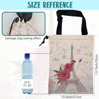 Car Trash Bag Pink Eiffel Tower and Roses Leak-Proof Waterproof Car Garbage Bag with Drawstring Foldable Canvas Trash Bin with Adjustable Buckle for Car Accessories, Travelling, Camping